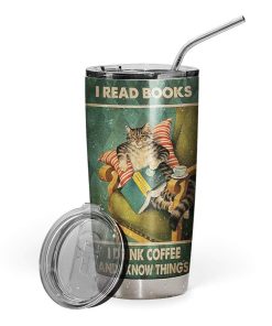 Gearhumans Gearhuman 3D I Read Book I Drink Coffee Custom Design Vacuum Insulated Tumbler GW15067 Tumbler 20oz