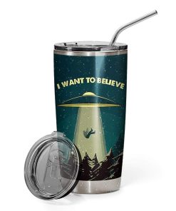 Gearhumans Gearhuman 3D I Want To Believe Custom Design Vacuum Insulated Tumbler GV12052 Tumbler 20oz