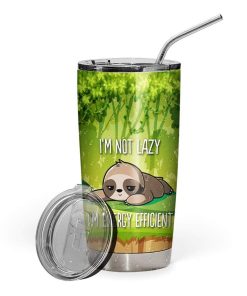 Gearhumans Gearhuman 3D I'm Not Lazy I'm Energy Efficient Sloth Custom Design Vacuum Insulated Tumbler GS05065 Tumbler 20oz