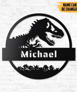 Gearhumans Gearhuman 3D Jurassic Park Dinosaur Custom Name Metal Sign GW160326 Metal Sign Metal Sign XS(8'x8')