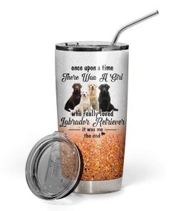 Gearhumans Gearhuman 3D Labrador Retriever Custom Name Design Vacuum Insulated Glitter Tumbler GV14054 Glitter Tumbler 20oz/Glitter