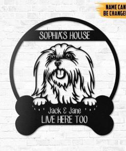 Gearhumans Gearhuman 3D Maltese Dogs House Custom Name Metal Sign GW160312 Metal Sign Metal Sign XS(8'x8')