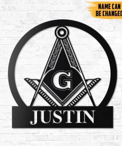 Gearhumans Gearhuman 3D Masonic Monogram Custom Name Metal Sign GW160319 Metal Sign Metal Sign XS(8'x8')