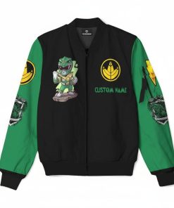 Gearhumans Gearhuman 3D Mighty Morphin Power Ranger Green Custom Name Bomber GK190117 Bomber Jacket Bomber S 