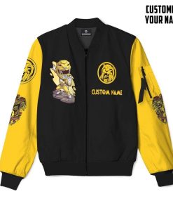 Gearhumans Gearhuman 3D Mighty Morphin Power Ranger Yellow Custom Name Bomber GK120112 Bomber Jacket Bomber S 