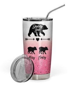 Gearhumans Gearhuman 3D Momma Bear Custom Name Design Vacuum Insulated Glitter Tumbler GV200814 Tumbler 20oz