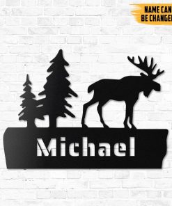 Gearhumans Gearhuman 3D Moose Hunting Custom Name Metal Sign GW22033 Metal Sign Metal Sign XS(8'x8')