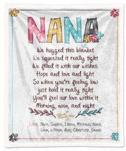 Gearhumans Gearhuman 3D Nana Hugged Love By Grandkids Names Blanket GH290301 Blanket Blanket M(51''x59'')