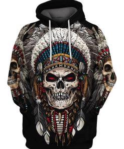 Gearhumans Gearhuman 3D Native American Skull Tshirt Hoodie Apparel GB110310 3D Apparel Hoodie S