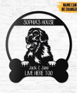 Gearhumans Gearhuman 3D Newfoundland Dogs House Custom Name Metal Sign GW16034 Metal Sign Metal Sign XS(8'x8')