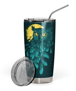 Gearhumans Gearhuman 3D Owl By Vanishing Night Design Vacuum Insulated Glitter Tumbler GL04073 Tumbler 20oz