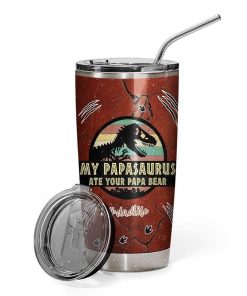 Gearhumans Gearhuman 3D PapaSaurus Ate PapaBear Custom Name Design Vacuum Insulated Tumbler GV13055 Tumbler 20oz