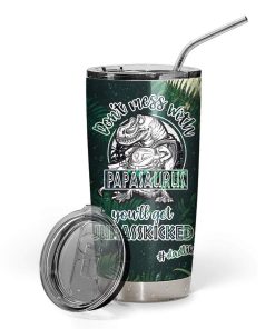 Gearhumans Gearhuman 3D PapaSaurus Dadlife Custom Name Design Vacuum Insulated Tumbler GV11058 Tumbler 20oz