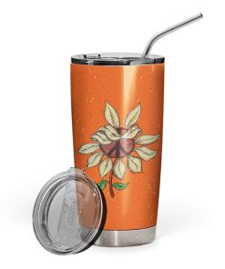 Gearhumans Gearhuman 3D Peace Flower Custom Design Vacuum Insulated Glitter Tumbler GL10069 Glitter Tumbler 20oz/Glitter
