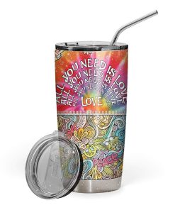 Gearhumans Gearhuman 3D Peace Love Hippie Van Custom Design Vacuum Insulated Tumbler GV26077 Tumbler 20oz