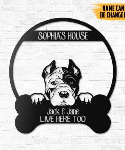 Gearhumans Gearhuman 3D Pitbull Dogs House Custom Name Metal Sign GW160314 Metal Sign Metal Sign XS(8'x8')