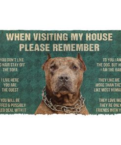 Gearhumans Gearhuman 3D Please Remember Brown Pitbull House Rules Custom Doormat GW01047 Doormat Doormat S(15,8''x23,6'') 