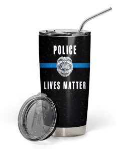 Gearhumans Gearhuman 3D Police Lives Matter Custom Name Design Vacuum Insulated Tumbler GW14057 Tumbler 20oz