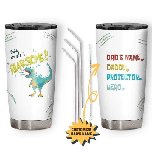 Gearhumans Gearhuman 3D Roarsome Daddy Custom Name Design Vacuum Insulated Tumbler GZ09052 Tumbler