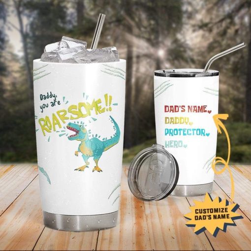Gearhumans Gearhuman 3D Roarsome Daddy Custom Name Design Vacuum Insulated Tumbler GZ09052 Tumbler