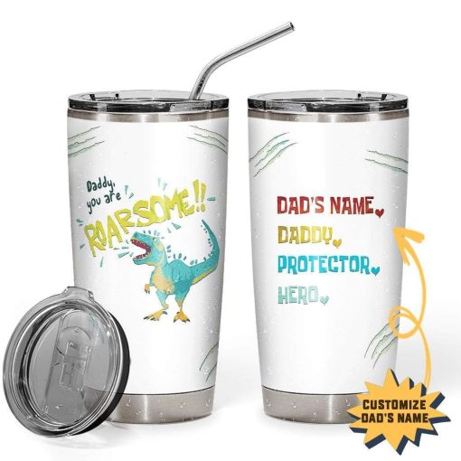 Gearhumans Gearhuman 3D Roarsome Daddy Custom Name Design Vacuum Insulated Tumbler GZ09052 Tumbler