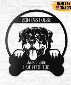 Gearhumans Gearhuman 3D Rottweiler Dogs House Custom Name Metal Sign GW160313 Metal Sign Metal Sign XS(8'x8')