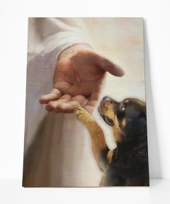 Gearhumans Gearhuman 3D Rottweiler Take My Hand Jesus God Custom Canvas GW30037 Canvas 1 Piece Non Frame M