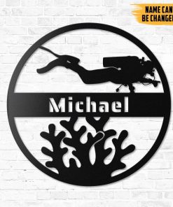 Gearhumans Gearhuman 3D Scuba Diving Custom Name Metal Sign GW160327 Metal Sign Metal Sign XS(8'x8')