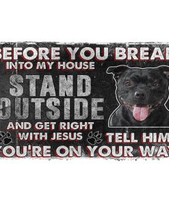 Gearhumans Gearhuman 3D Staffordshire Bull Terrier Before You Break Into My House Custom Doormat GW010424 Doormat Doormat S(15,8''x23,6'') 