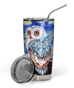 Gearhumans Gearhuman 3D Starry Night Owl Custom Design Vacuum Insulated Tumbler GV11059 Tumbler 20oz