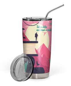 Gearhumans Gearhuman 3D Take A Hike And Read A Book Glitter Custom Design Vacuum Insulated Tumbler GL30076 Tumbler 20oz
