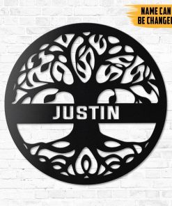 Gearhumans Gearhuman 3D The Tree Of Life Custom Name Metal Carving Sign GW15031 Metal Sign Metal Sign XS(8'x8')