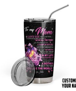 Gearhumans Gearhuman 3D To My Mom You Are The World Mothers Day Gift Custom Name Design Insulated Vacuum Tumbler GW300323 Tumbler Long 20oz