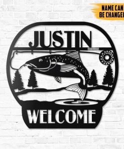 Gearhumans Gearhuman 3D Trout Hunting Welcome Custom Metal Sign GW190323 Metal Sign Metal Sign XS(8'x8')