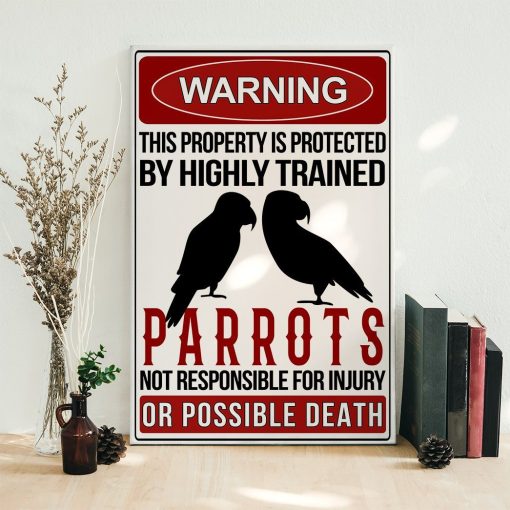 Gearhumans Gearhuman 3D Warning Protected By Parrot Canvas GB160314 Canvas