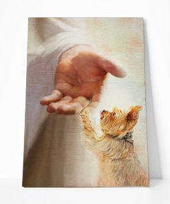 Gearhumans Gearhuman 3D Yorkshire Terrier Take My Hand Jesus God Custom Canvas GW30031 Canvas 1 Piece Non Frame M