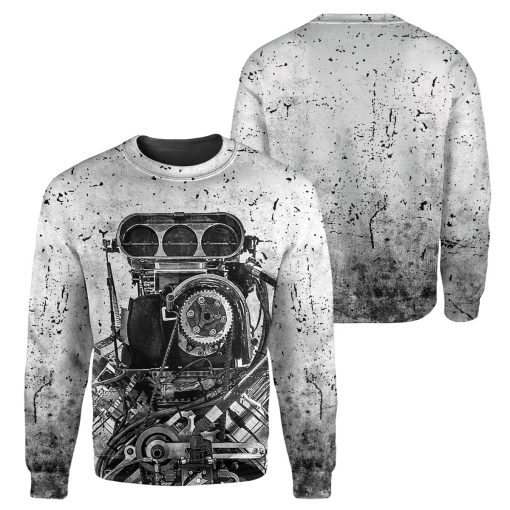 Gearhumans Grey Drag Racing- 3D All Over Printed Shirt shirt 3D Apparel LONG SLEEVE S