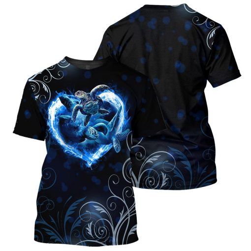 Gearhumans Heart Sea Turtle - 3D All Over Printed Shirt shirt 3D Apparel T-SHIRT S