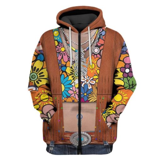 Gearhumans Hippie Custom T-shirt - Hoodies Apparel HD-GH20364 3D Apparel Zip Hoodie S