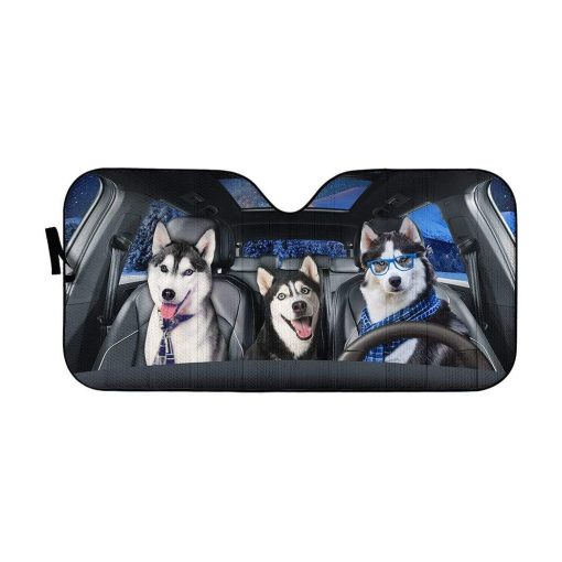 gearhumans Husky Fun Custom Car Auto Sunshade GL12057 Auto Sunshade 57''x27.5''