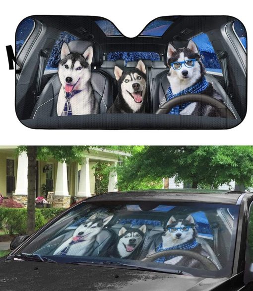 gearhumans Husky Fun Custom Car Auto Sunshade GL12057 Auto Sunshade