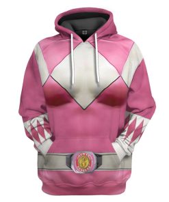 Gearhumans Mighty Morphin Pink Power Rangers Custom Hoodie Apparel GN25092 3D Apparel Hoodie S 
