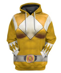 Gearhumans Mighty Morphin Yellow Power Rangers Custom Hoodie Apparel GN25095 3D Apparel Hoodie S 
