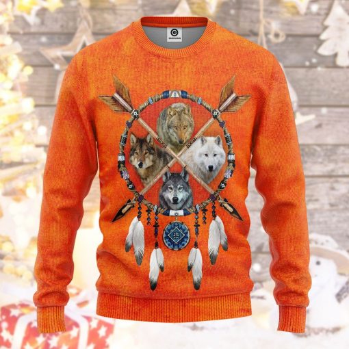 Gearhumans Native Wolf Dreamcatcher Tshirt Hoodie Apparel GB180324 3D Apparel