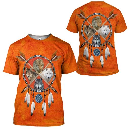 Gearhumans Native Wolf Dreamcatcher Tshirt Hoodie Apparel GB180324 3D Apparel