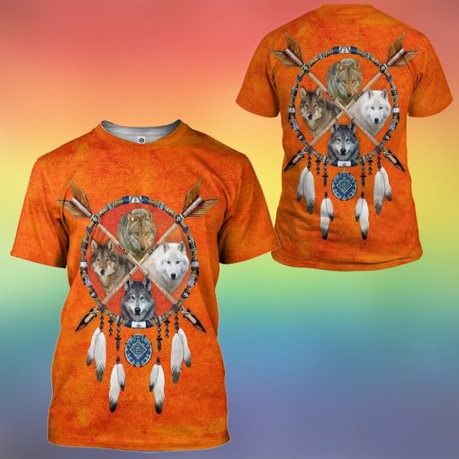 Gearhumans Native Wolf Dreamcatcher Tshirt Hoodie Apparel GB180324 3D Apparel