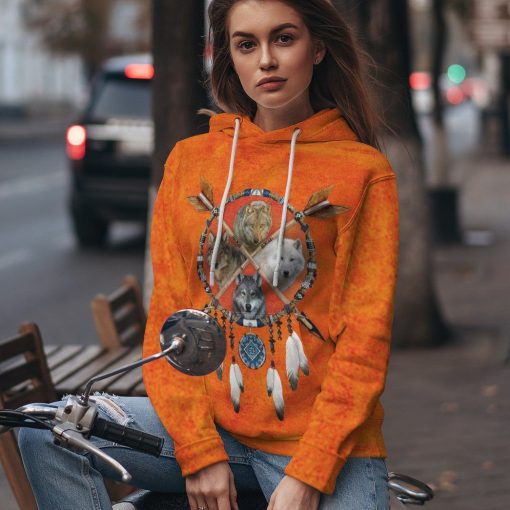 Gearhumans Native Wolf Dreamcatcher Tshirt Hoodie Apparel GB180324 3D Apparel