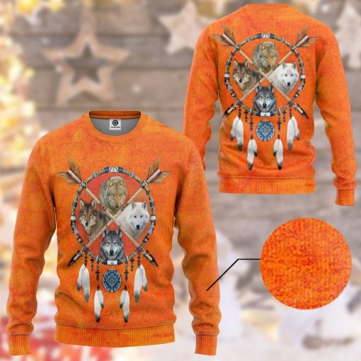 Gearhumans Native Wolf Dreamcatcher Tshirt Hoodie Apparel GB180324 3D Apparel