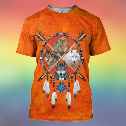 Gearhumans Native Wolf Dreamcatcher Tshirt Hoodie Apparel GB180324 3D Apparel