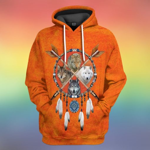 Gearhumans Native Wolf Dreamcatcher Tshirt Hoodie Apparel GB180324 3D Apparel